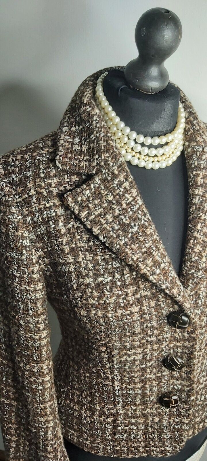 Hobbs Vintage Fitted Wool Tweed Boucle Blazer Jacket Size 14