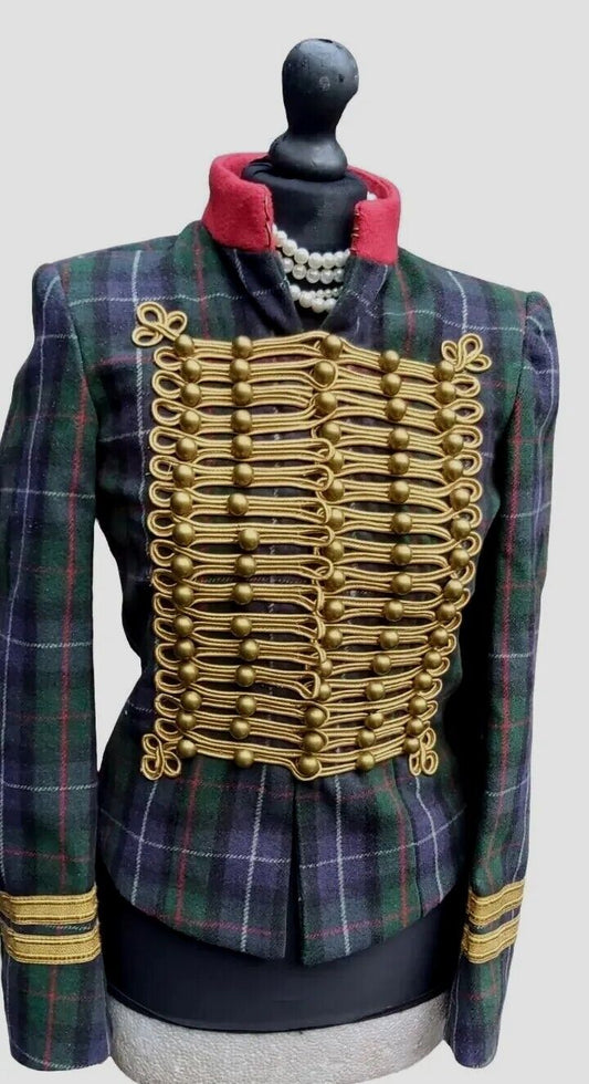 Ladies Ralph Lauren Military Wool Tweed Check Tartan Jacket / Blazer Size S