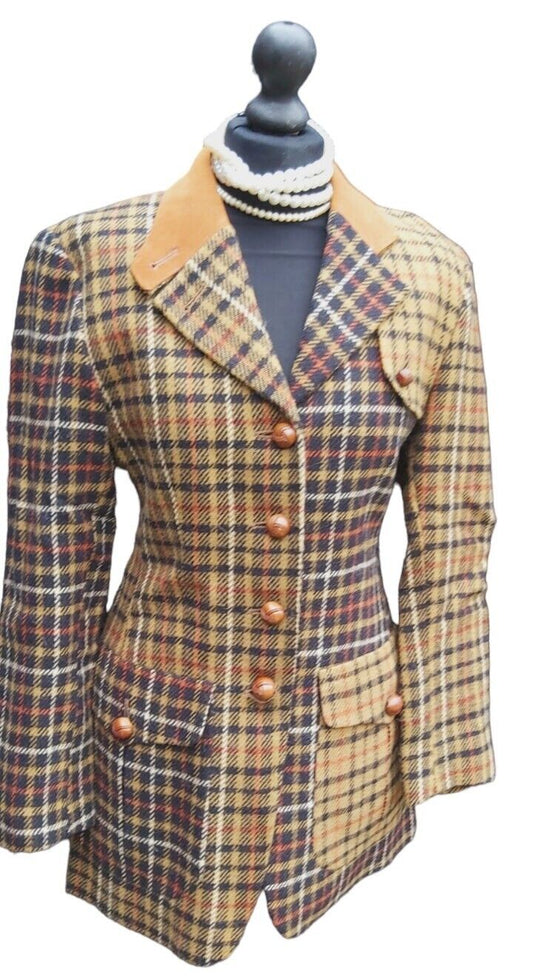 Ladies Limited Edition Daks Wool Mohair Tweed Check Jacket UK SIZE 10