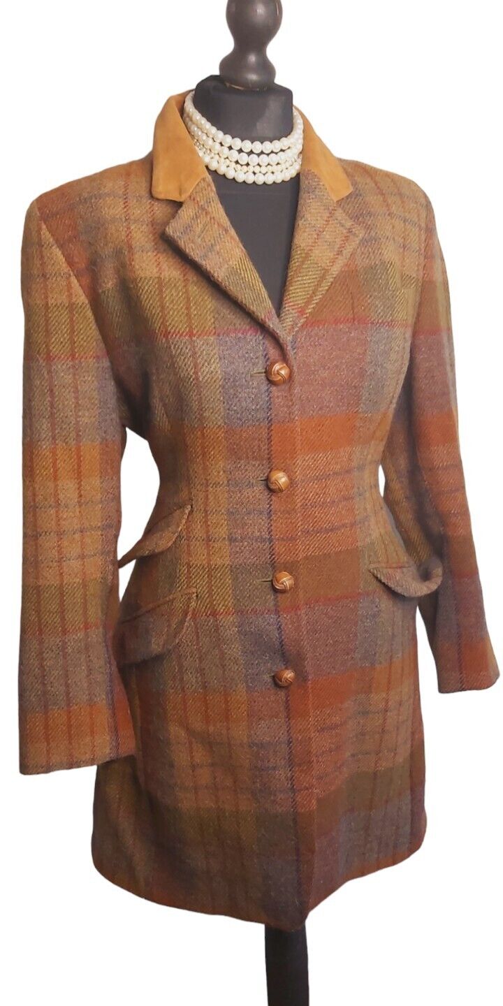 Daks Vintage  Tweed Womens Wool  Alpaca Jacket Coat Long Coat  UK SIZE  12