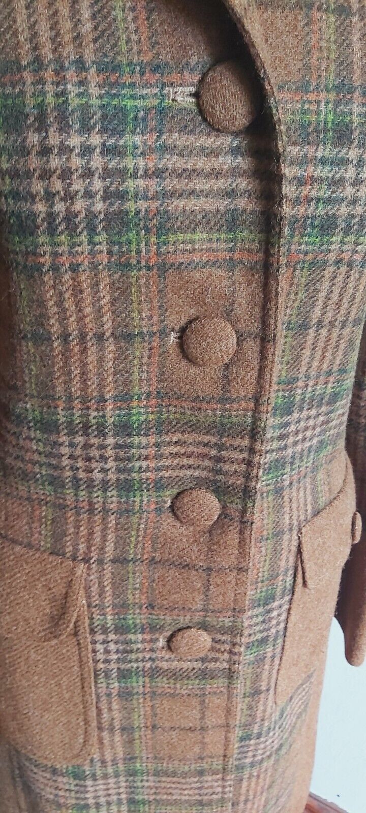 ladies Camel Tan 100% Wool tweed coat size 12