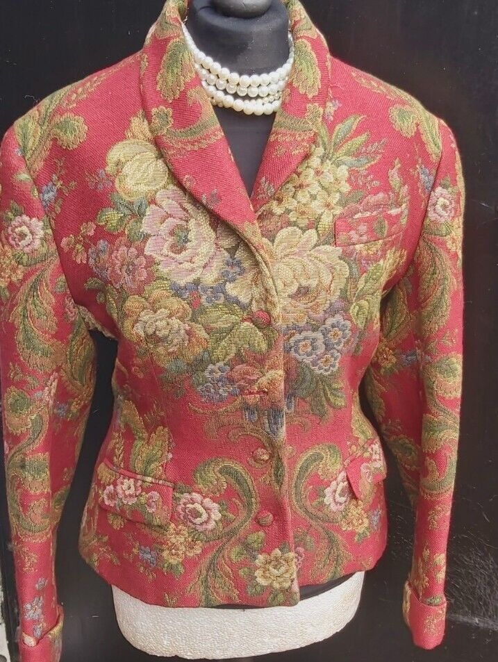 Ladies Ralph Lauren Tapestry Tweed Wool Jacket / Blazer UK 10