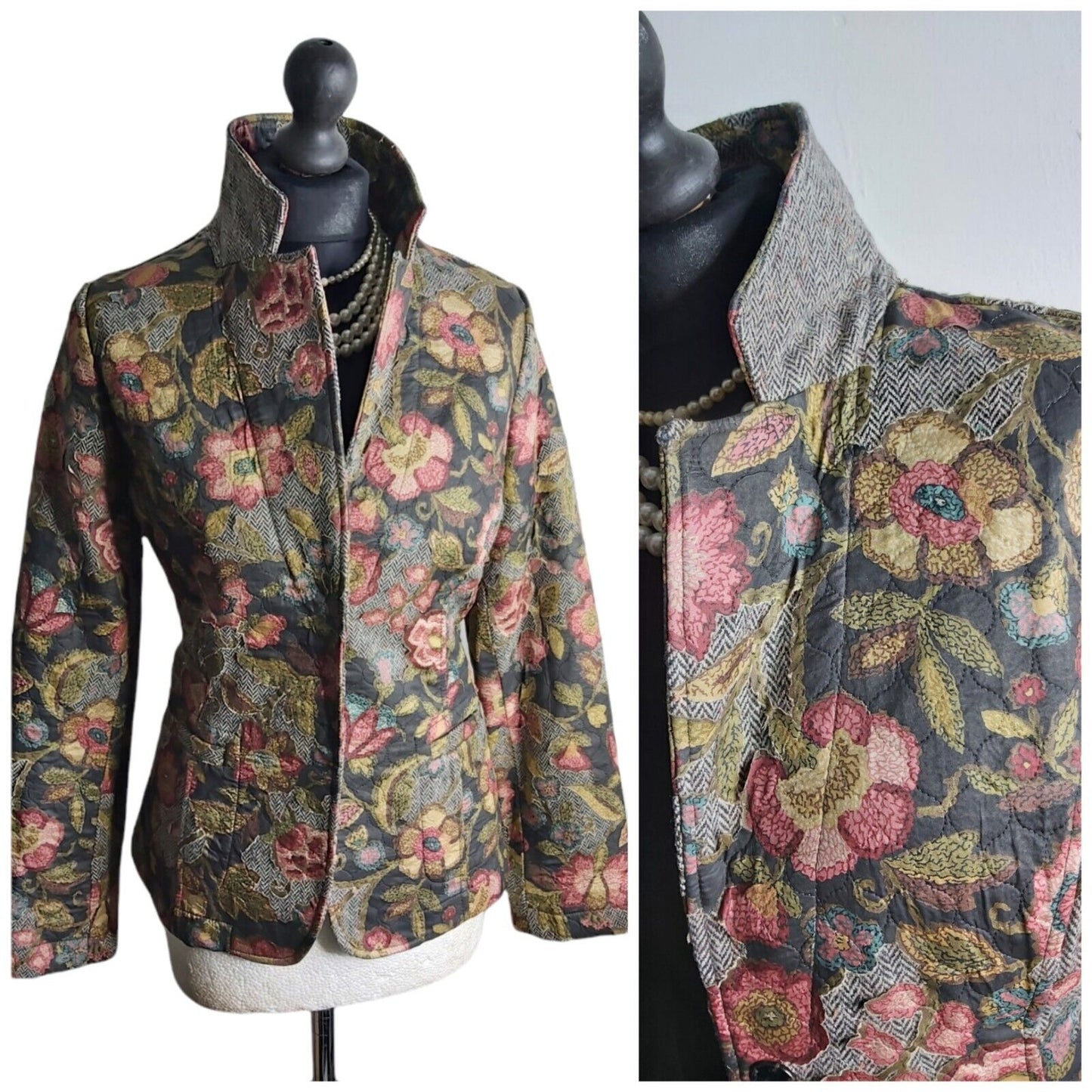 Ladies Patrick Gerard tweed Floral Jacket Blazer Size UK 10