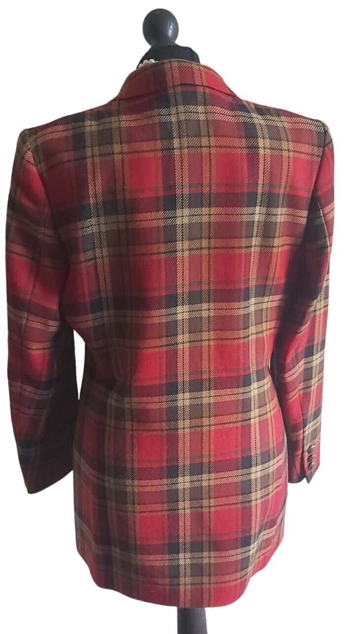 Marks And Spencer Tweed Tartan Jacket Wool Womens Ladies Size 12