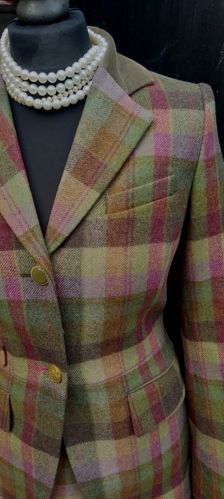 Joules Womens Green Tweed Wool Blazer Skirt Suit Jacket Size 8