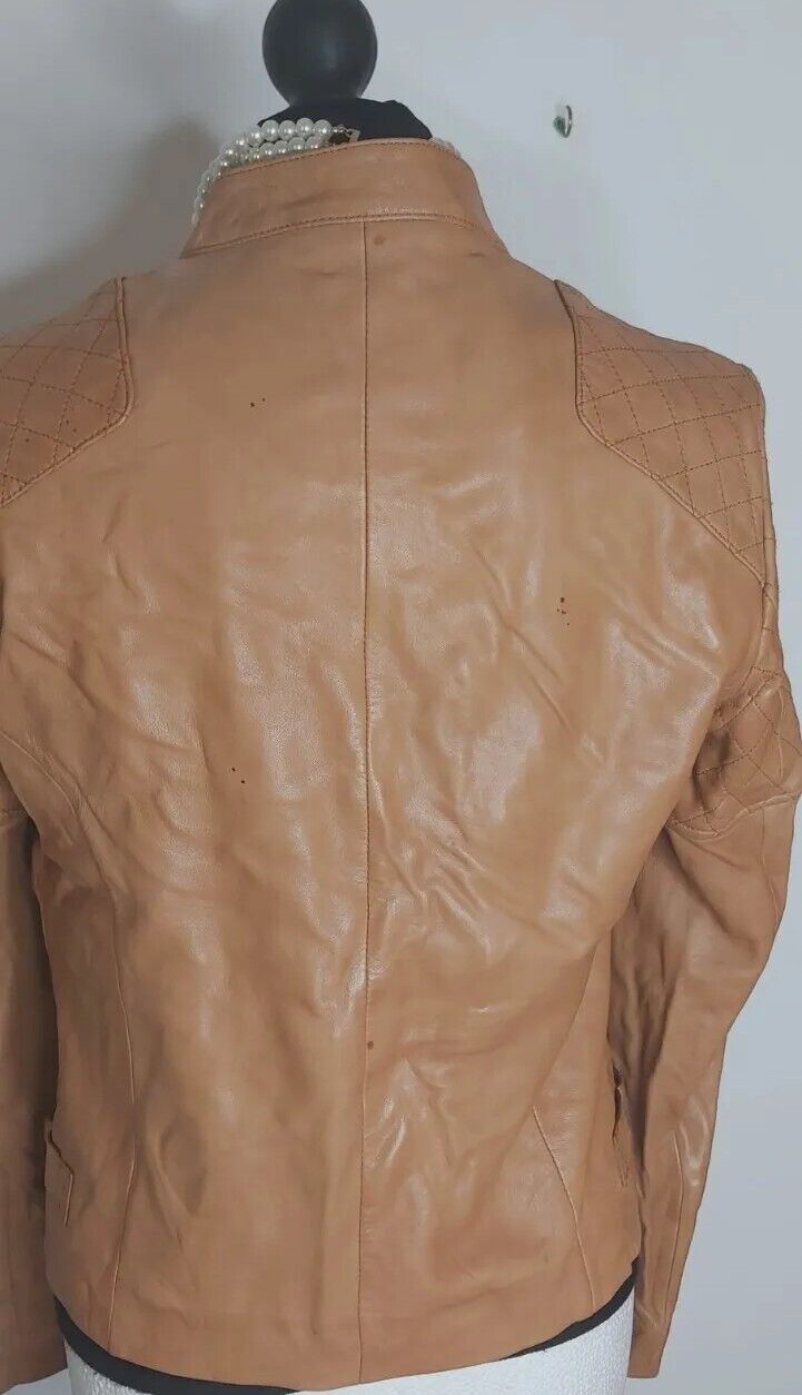 MASSIMO DUTTI - REAL LEATHER Jacket Tan Soft Size M