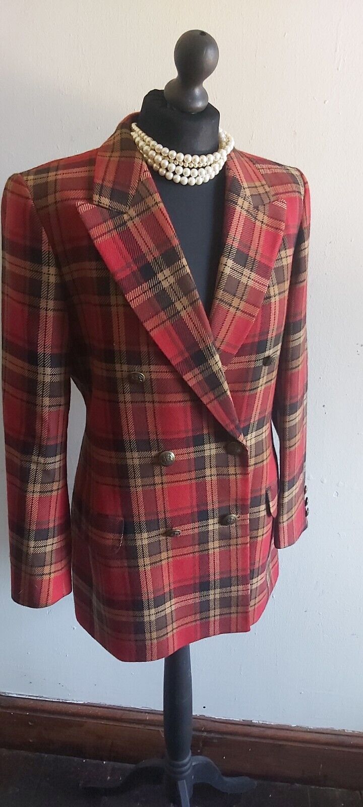 Marks And Spencer Tweed Tartan Jacket Wool Womens Ladies Size 12