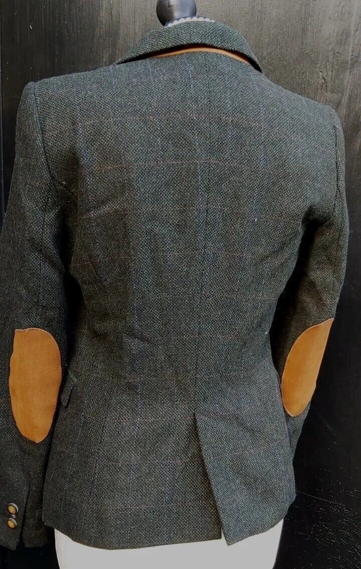 Ladies Zara Tweed 100% Wool Jacket With Elbow Patches Size M (8 and 10)
