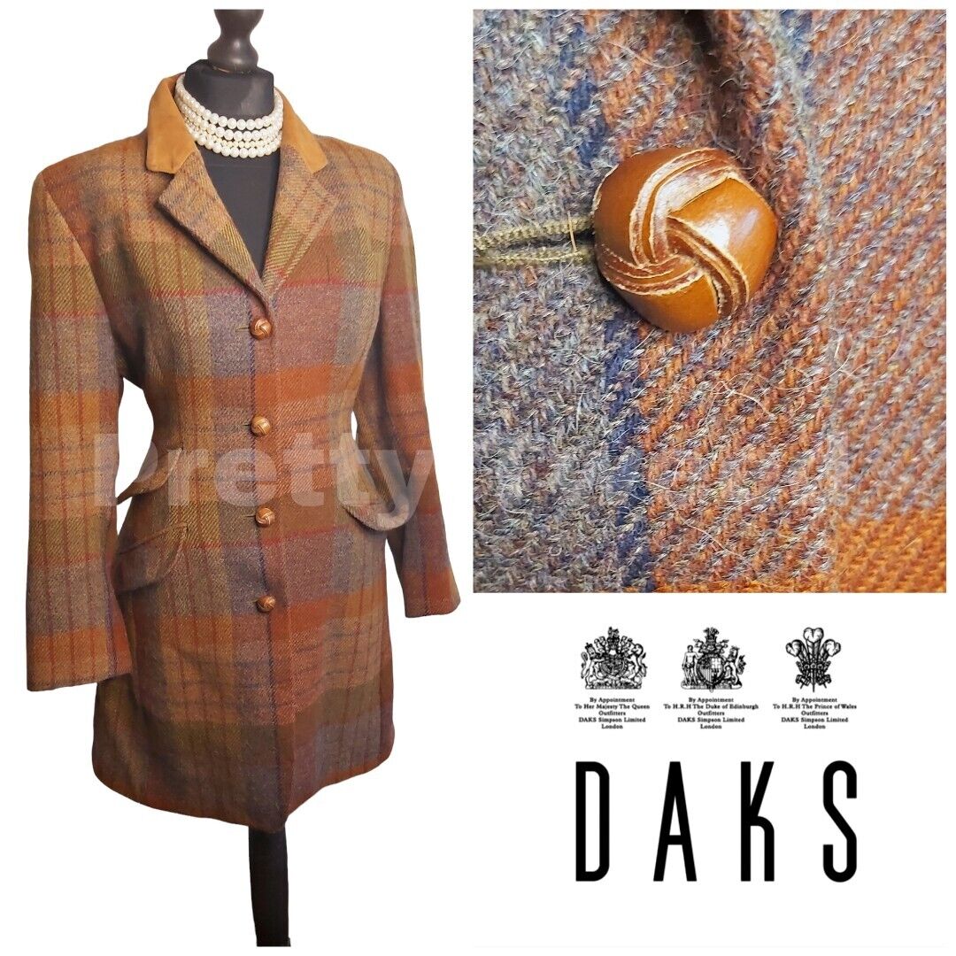 Daks Vintage  Tweed Womens Wool  Alpaca Jacket Coat Long Coat  UK SIZE  12