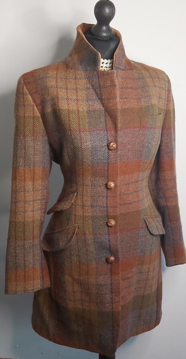 Daks Vintage  Tweed Womens Wool  Alpaca Jacket Coat Long Coat  UK SIZE  12