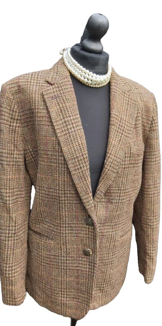Ralph Lauren Womens Tweed 100% Wool Country Hacking Blazer Jacket UK 14