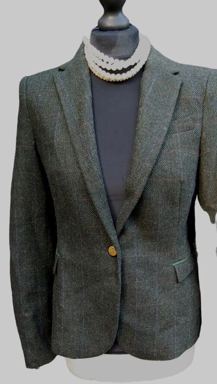 Ladies Zara Tweed 100% Wool Jacket With Elbow Patches Size M (8 and 10)