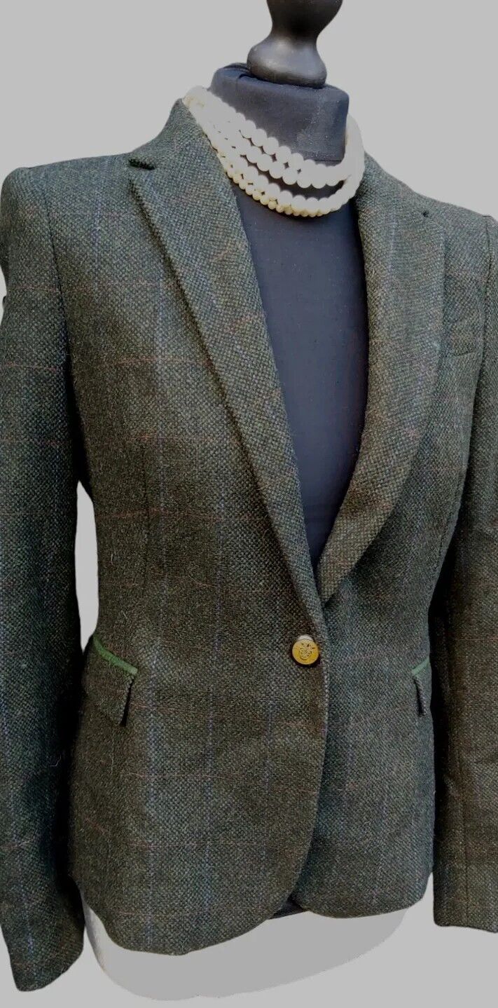 Ladies Zara Tweed 100% Wool Jacket With Elbow Patches Size M (8 and 10)