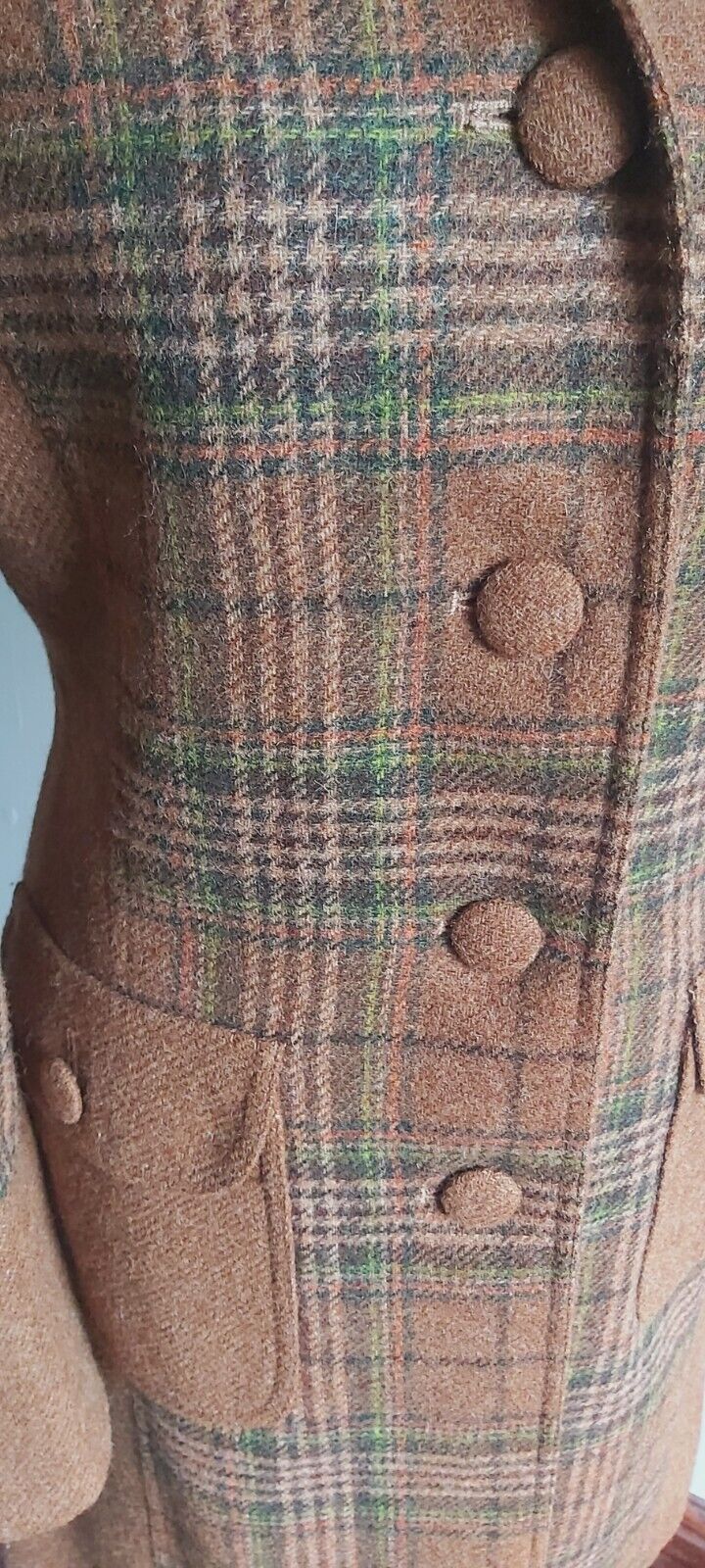 ladies Camel Tan 100% Wool tweed coat size 12