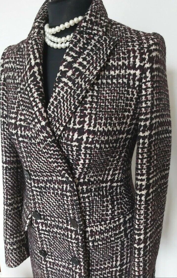 New Tags Hobbs Evalyn Tweed Boucle Doublebreasted Coat Wool UK Size 8
