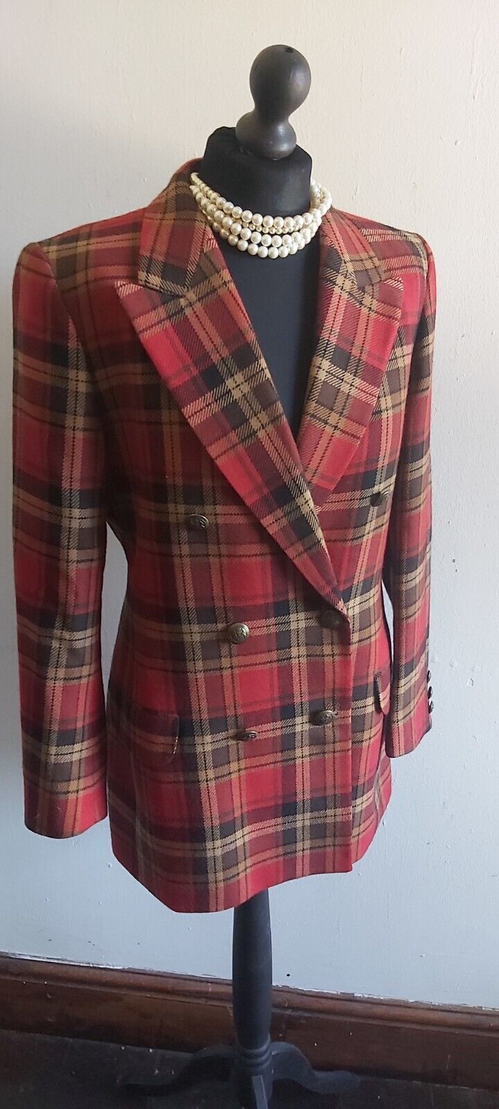 Marks And Spencer Tweed Tartan Jacket Wool Womens Ladies Size 12