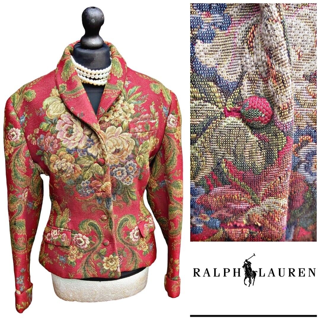 Ladies Ralph Lauren Tapestry Tweed Wool Jacket / Blazer UK 10