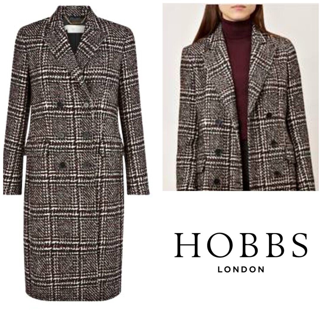 New Tags Hobbs Evalyn Tweed Boucle Doublebreasted Coat Wool UK Size 8