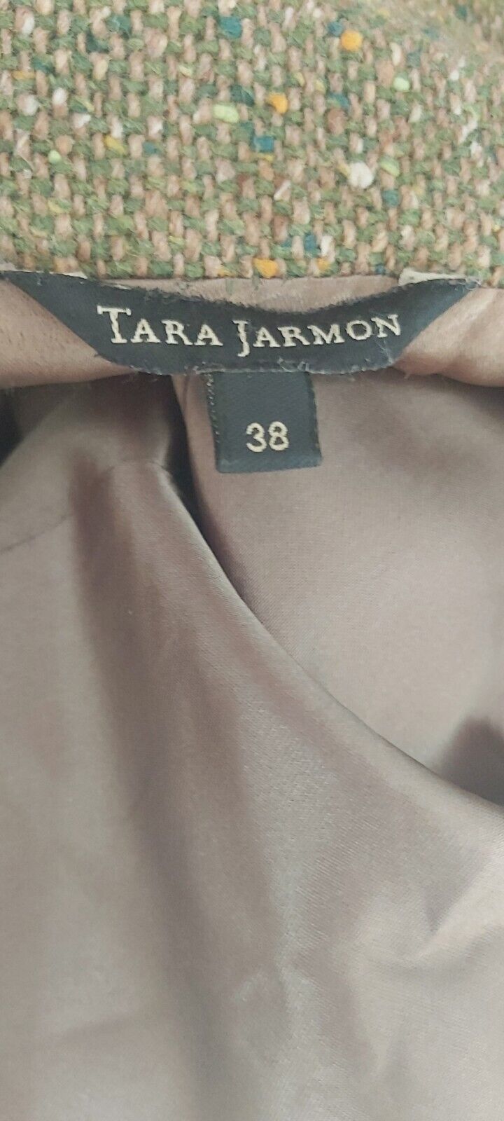 Tara Jarmon Green Wool Tweed Silk Tweed Classic Long Coat 10