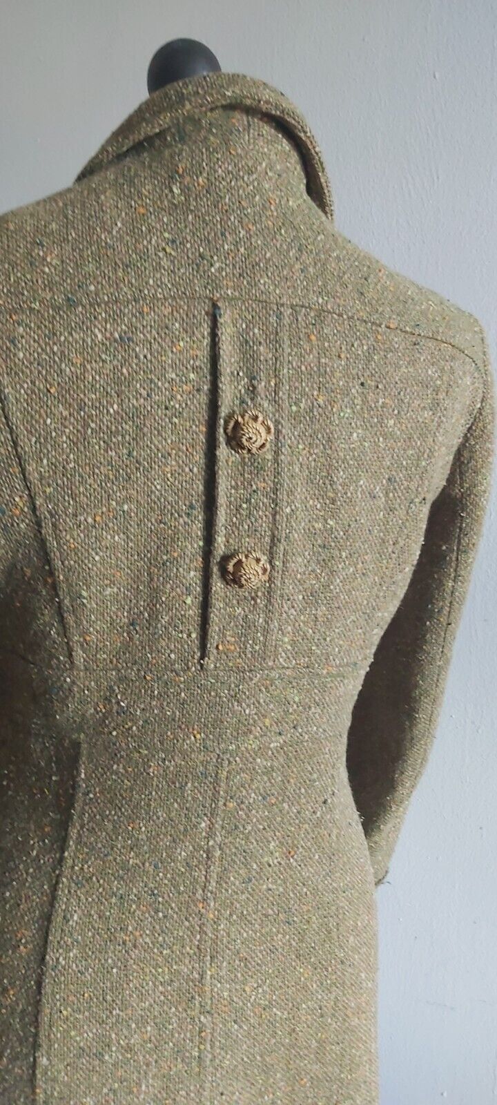 Tara Jarmon Green Wool Tweed Silk Tweed Classic Long Coat 10
