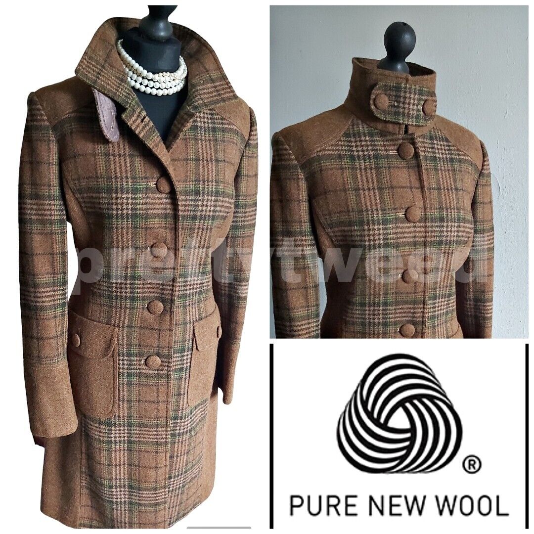 ladies Camel Tan 100% Wool tweed coat size 12