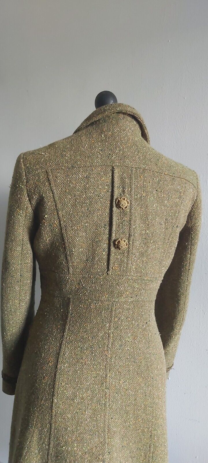 Tara Jarmon Green Wool Tweed Silk Tweed Classic Long Coat 10