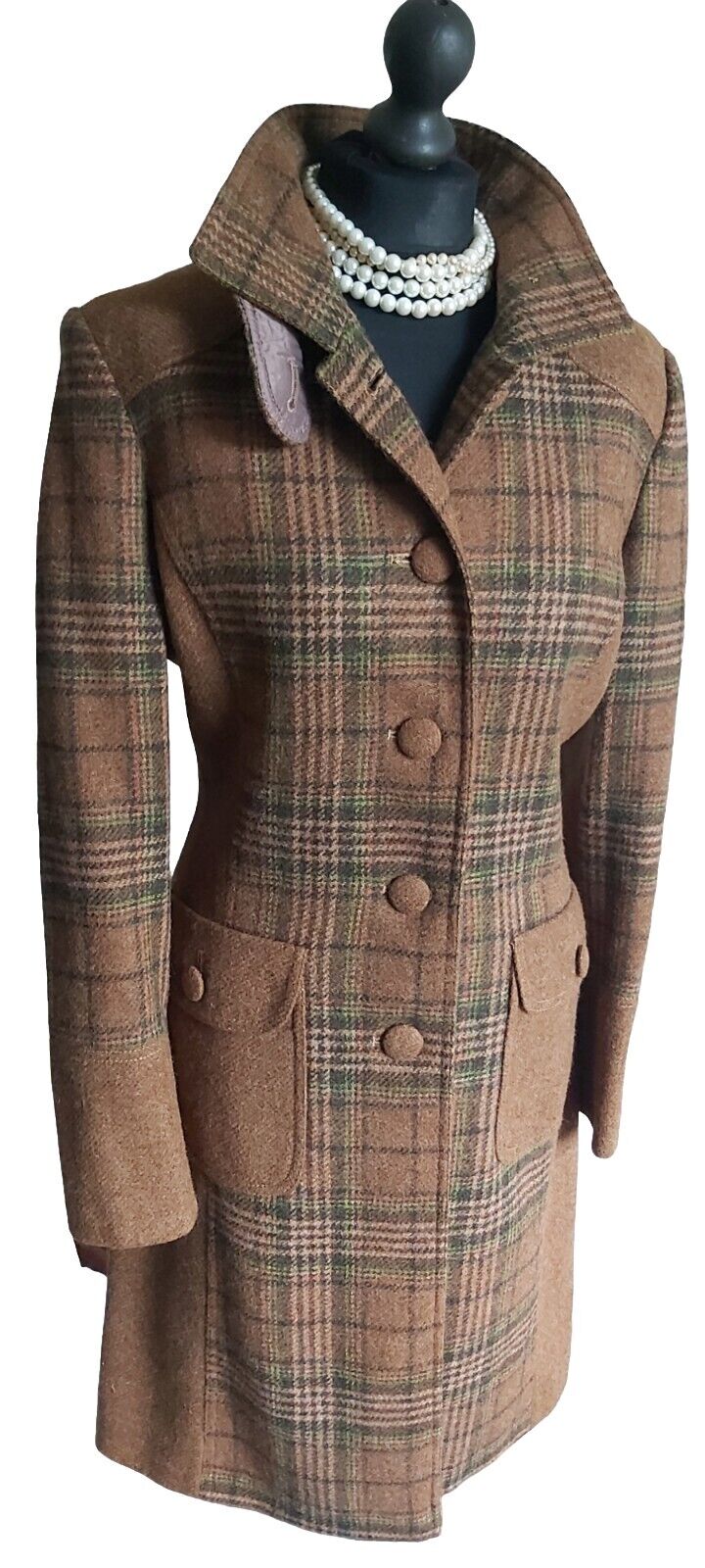 ladies Camel Tan 100% Wool tweed coat size 12