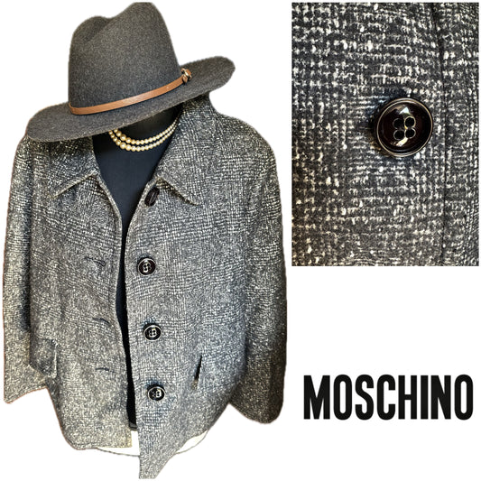Women Moschino Black Grey Coat UK 10