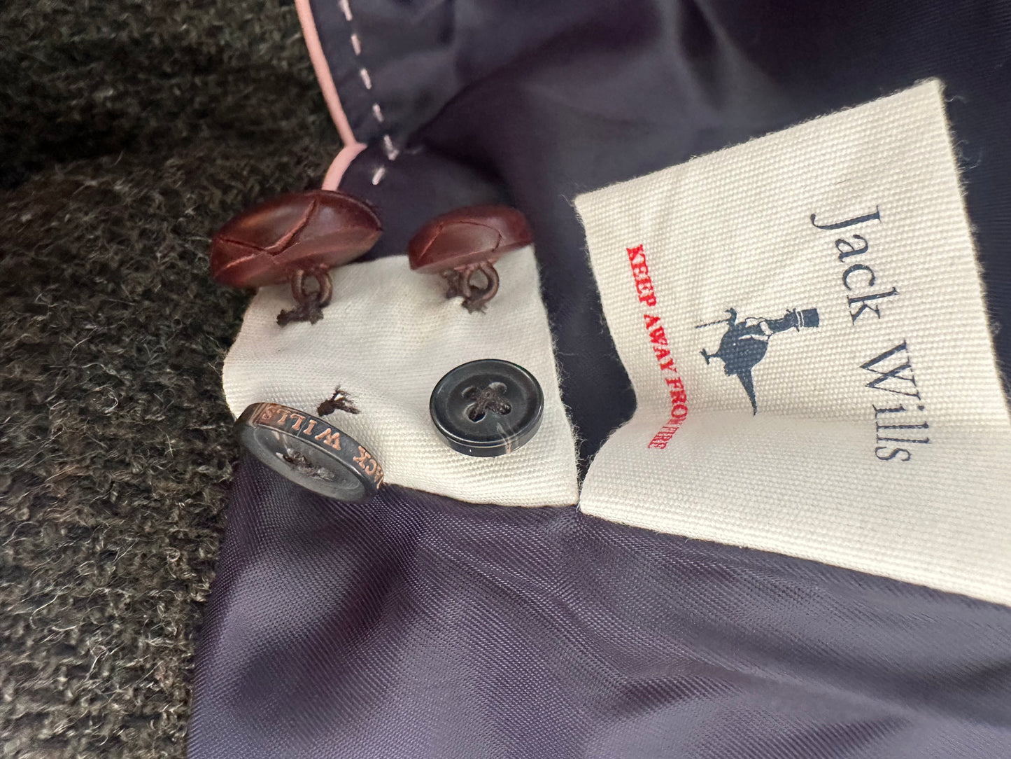 Women Jack Wills Olive Green Tweed Jacket UK Size 10