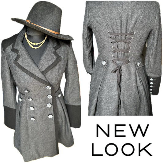New look Corset Tweed Long Coat UK Size 8