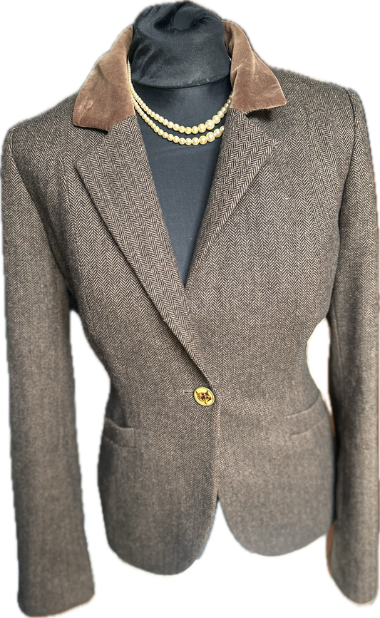 Women Joules fitted Brown tweed Jacket UK 10