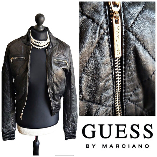 Marciano Los Angeles by Guess soft black leather jacket UK 8
