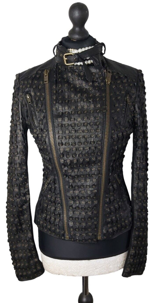 NEW TAGS Ladies Catherine Malandrino 100% Leather Biker Jacket US, UK 8