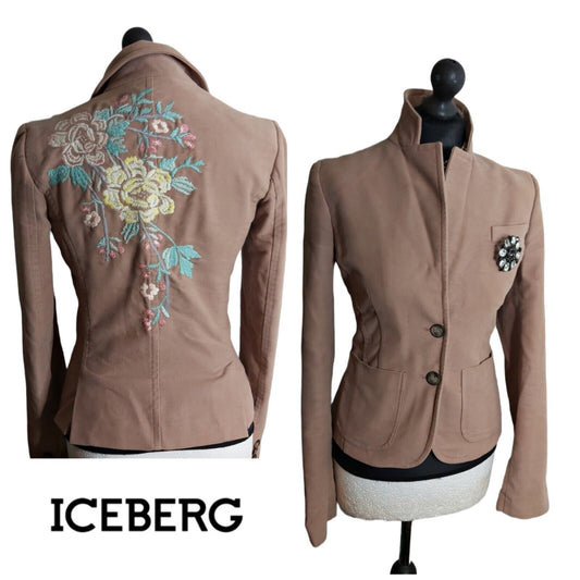 Womens Ice Iceberg floral pink Jacket 100% Cotton Size Small