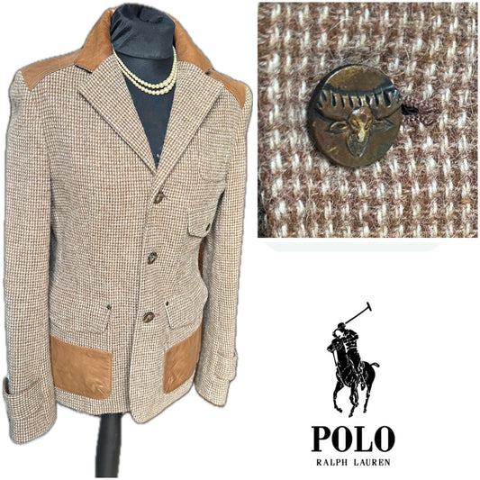 Women’s Ralph Lauren has 100% Wool /Leather Jacket Camel UK size 12