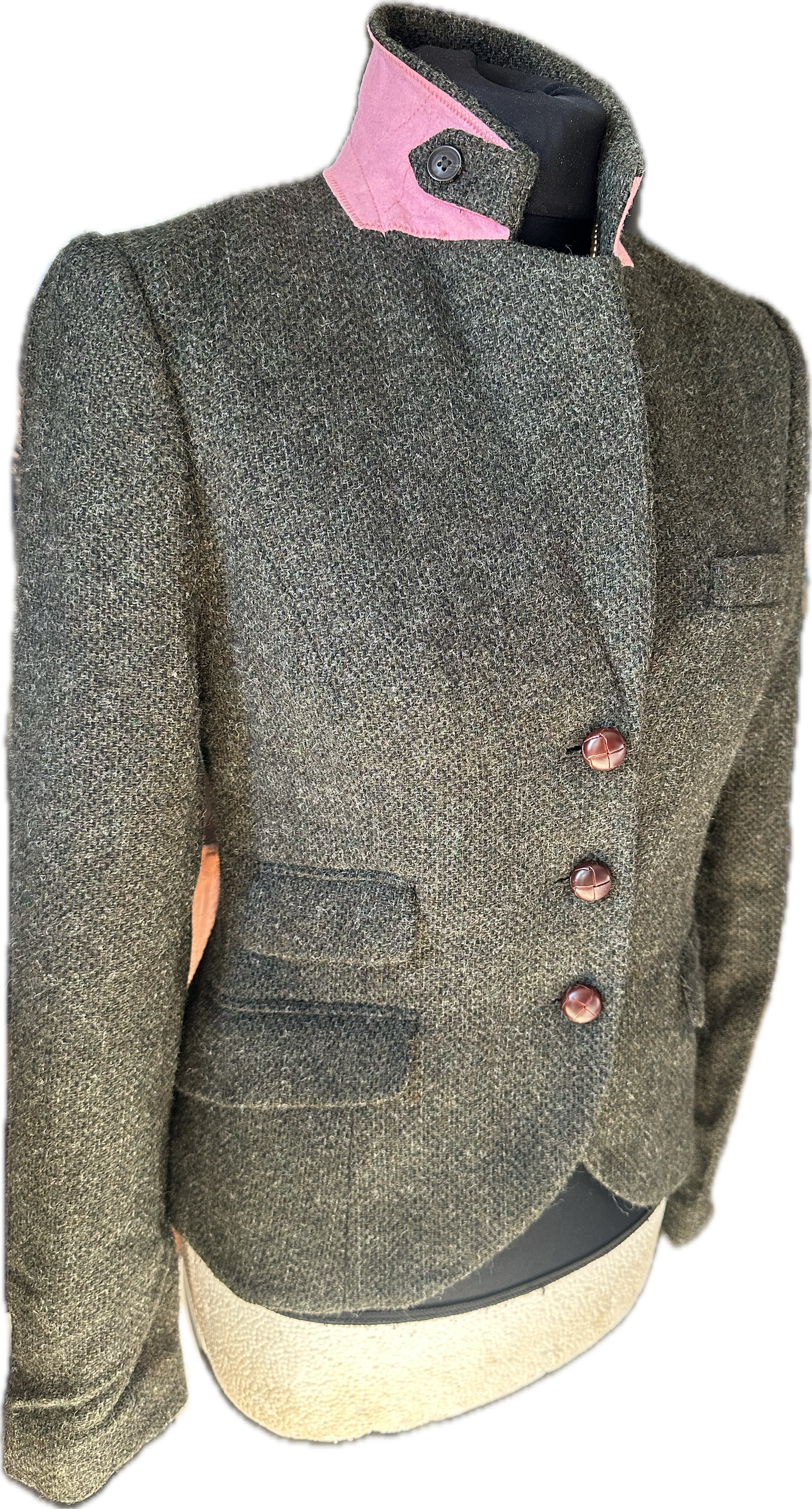 Women Jack Wills Olive Green Tweed Jacket UK Size 10