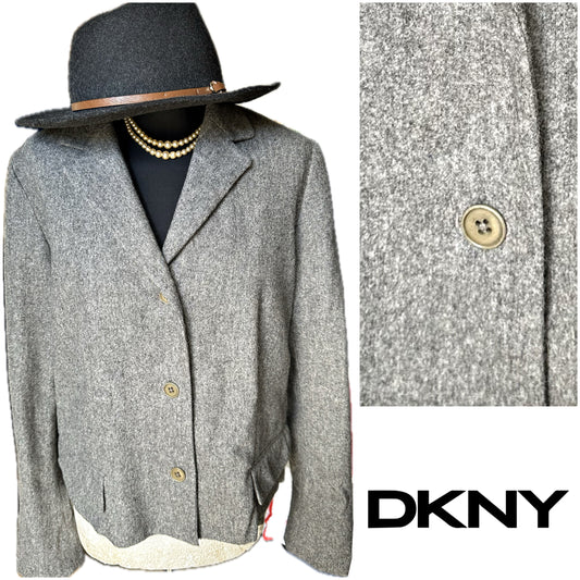 Women DKNY Wool Box Jacket UK Size 12/14