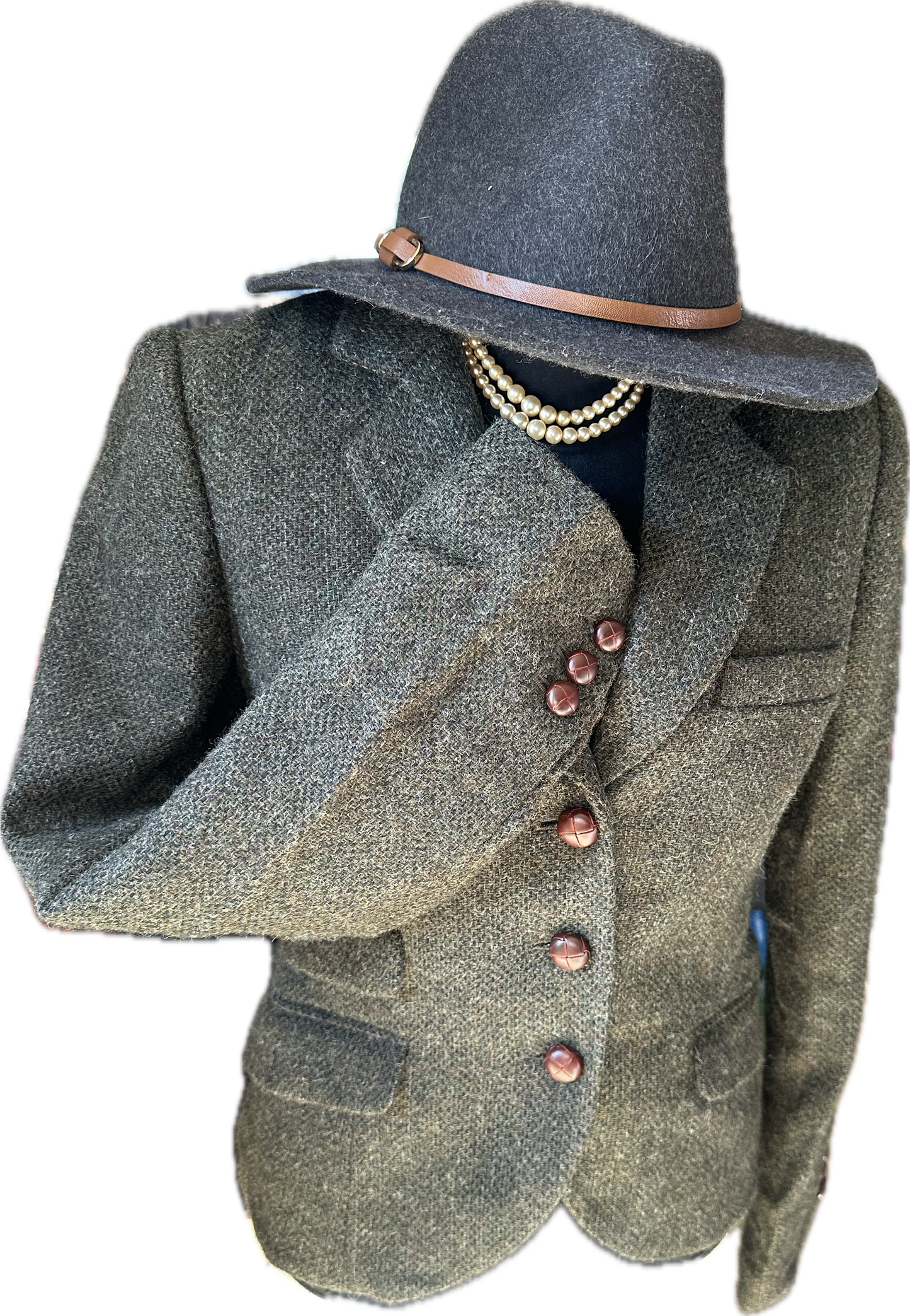 Women Jack Wills Olive Green Tweed Jacket UK Size 10