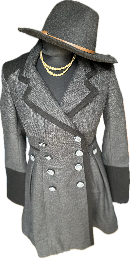 New look Corset Tweed Long Coat UK Size 8