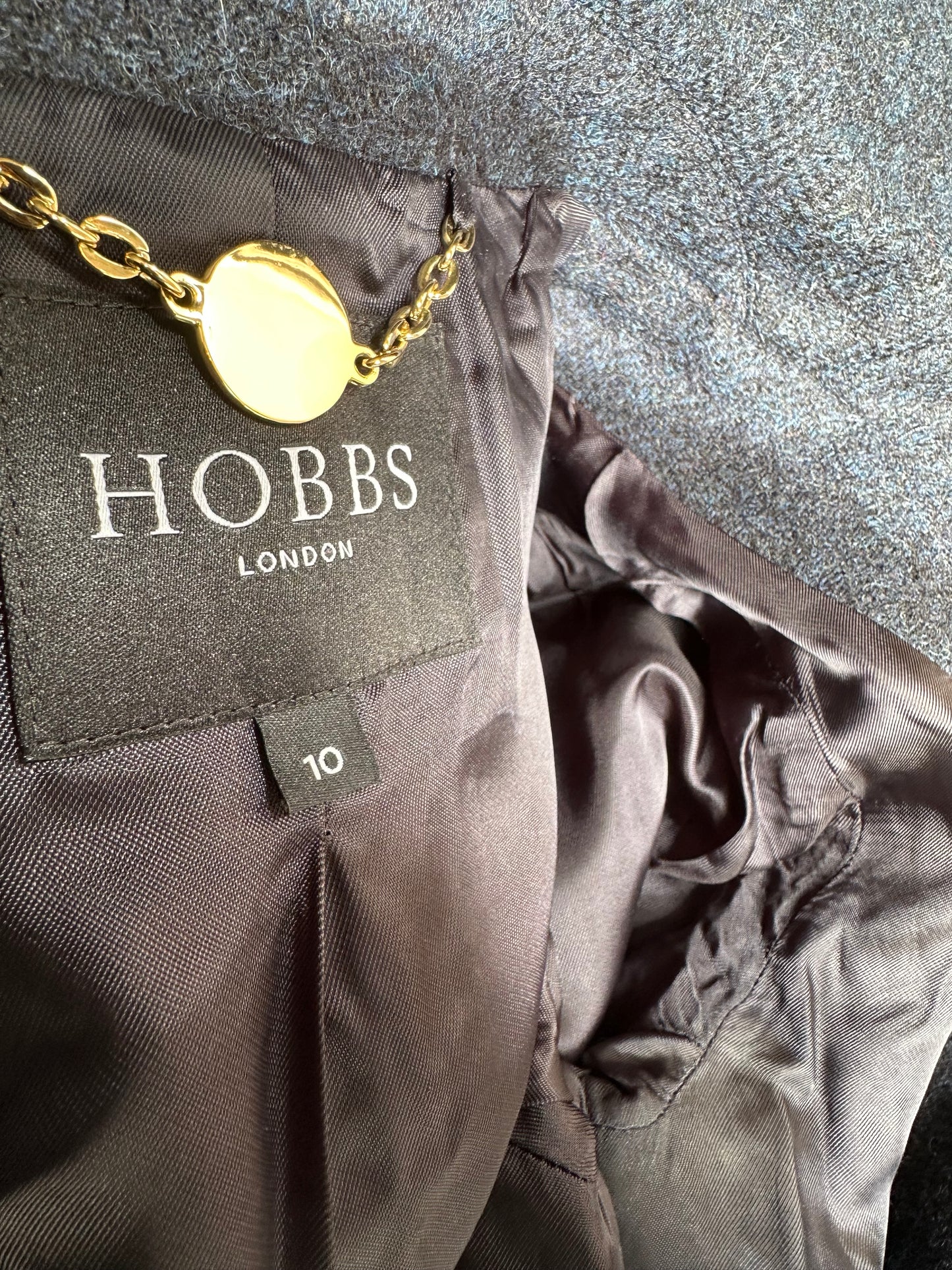 Hobbs Navy Tweed fitted Jacket UK Size 10
