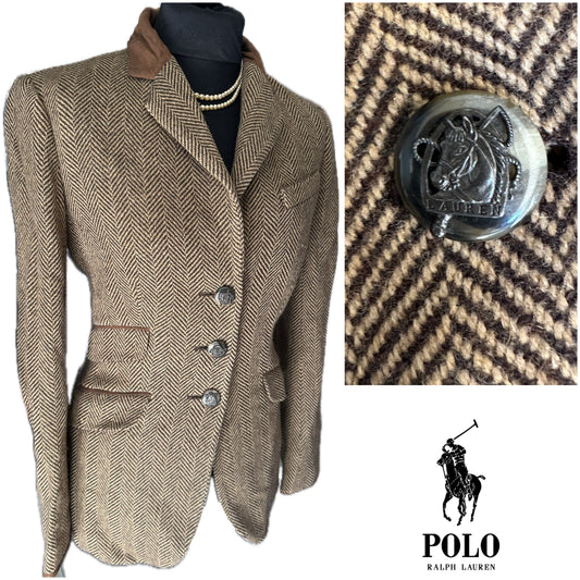 Women Ralph Lauren Fitted Tweed Jacket UK Size 8