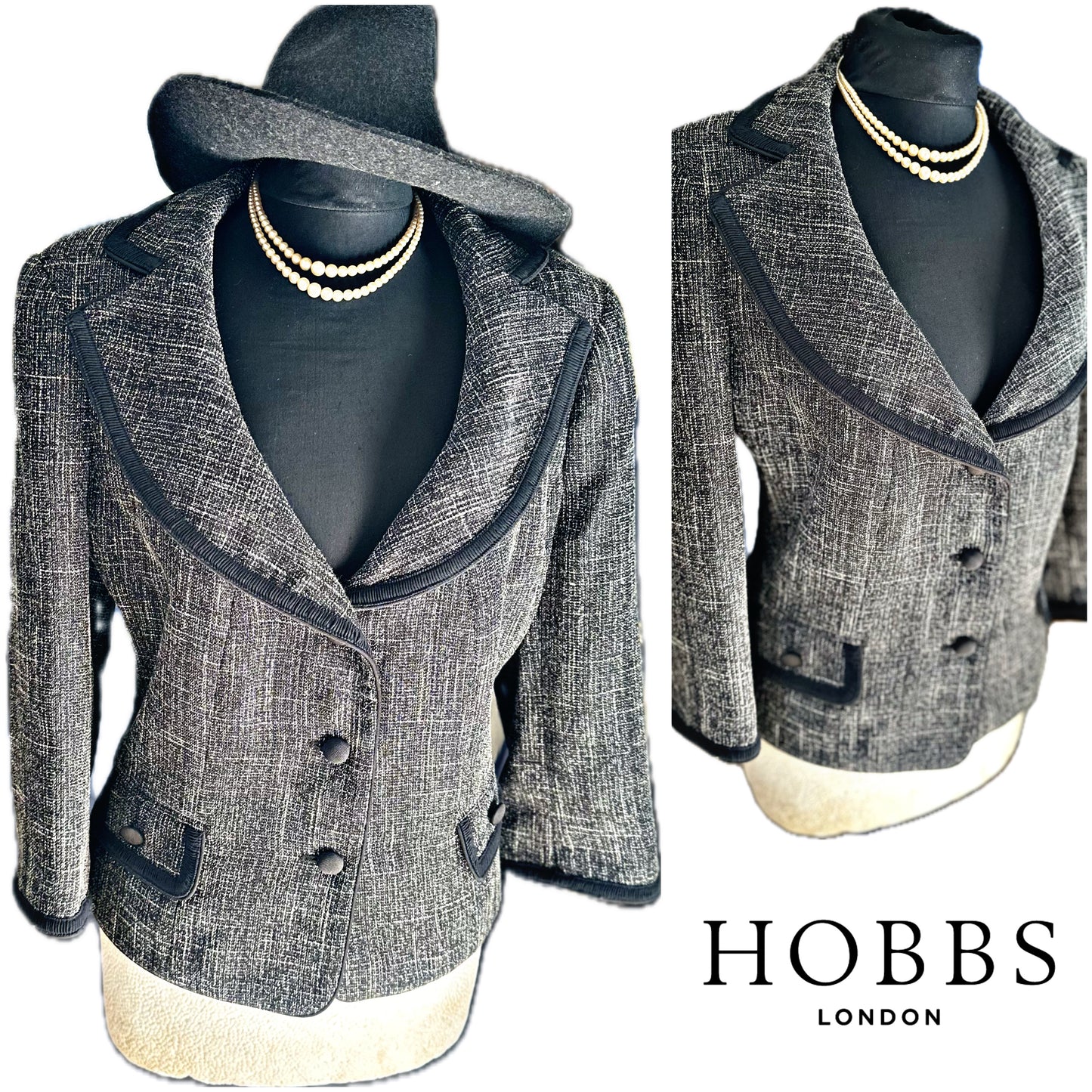 Hobbs Tweed Grey/Black UK 14