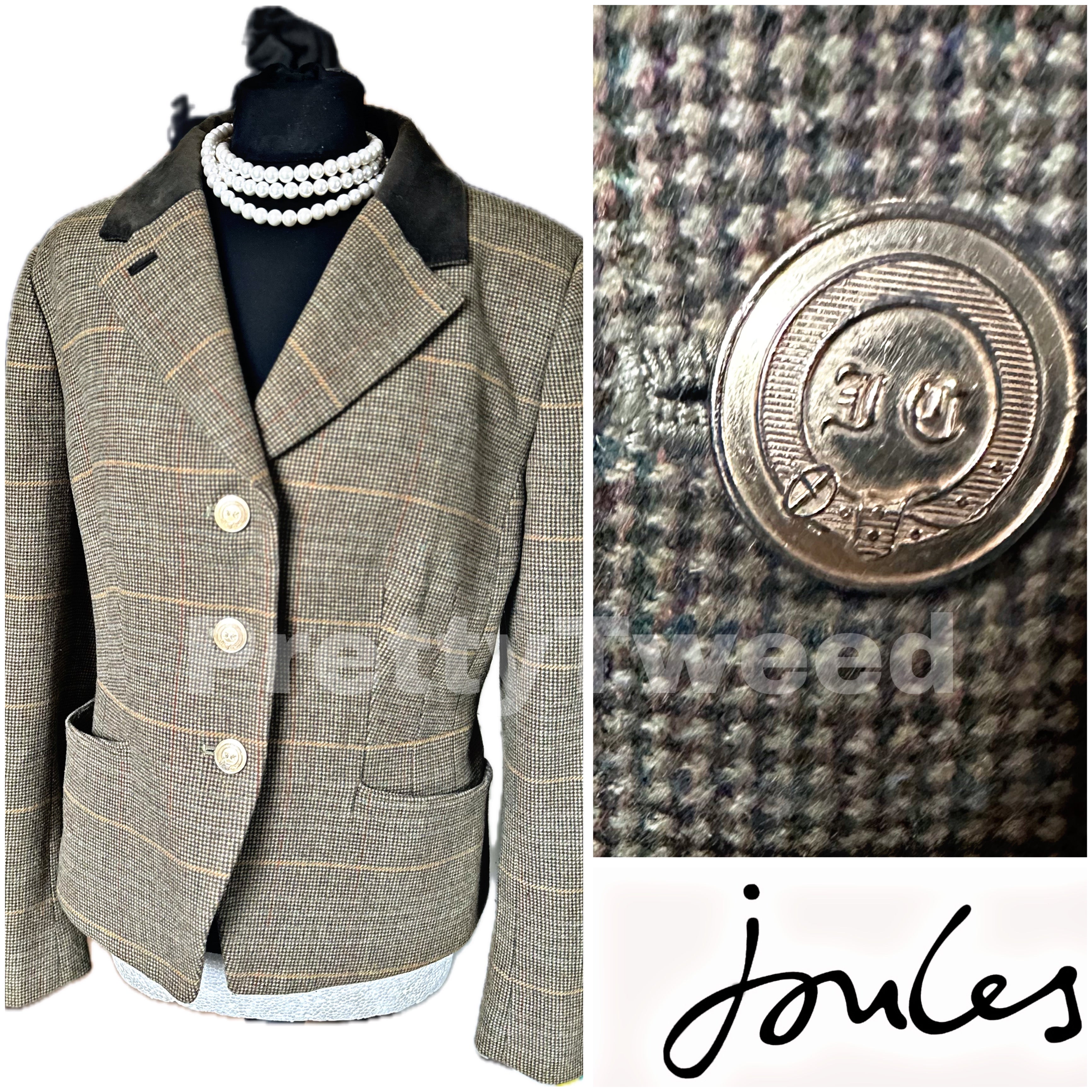 ジャケット・アウター FUJI TWEED CLASSIC COAT BROWN size 6 Tweed Jacket Women: Vintage French Wool Blend Short Coat