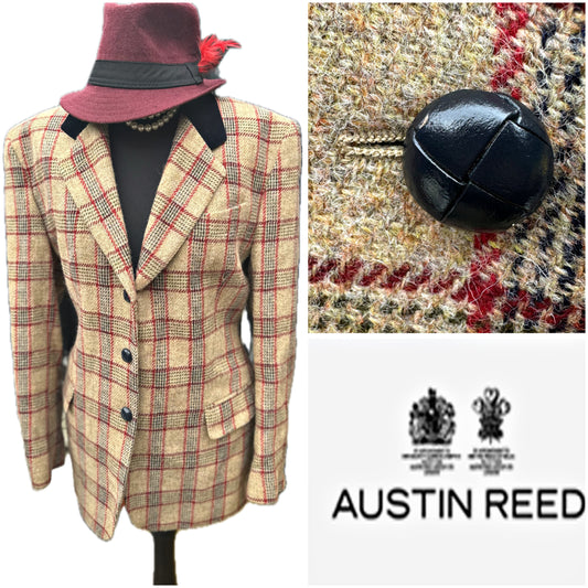 Women’s Austin Reed camel Tweed Check Jacket UK Size 12
