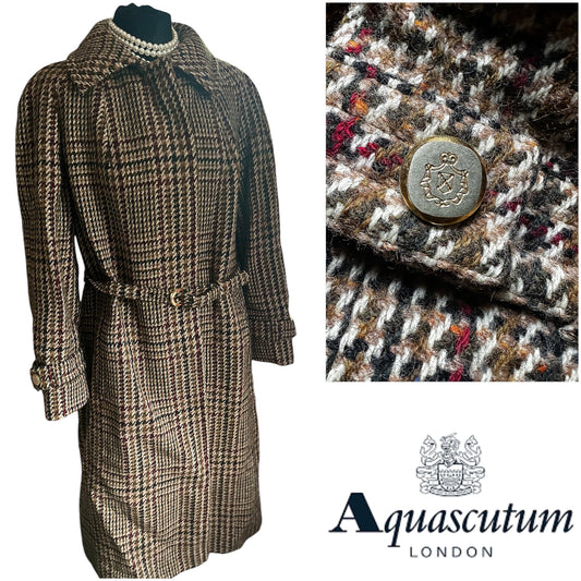 Ladies Aquascutum Long tweed coat with belt UK Size 12