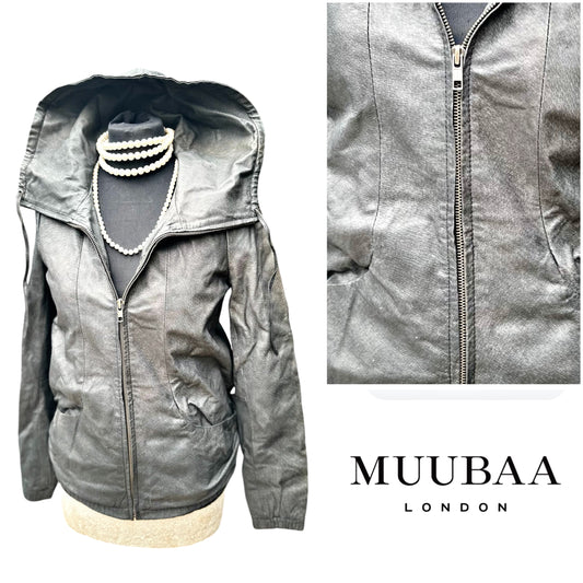 Muubaa Leather Biker Grey jacket size uk 8