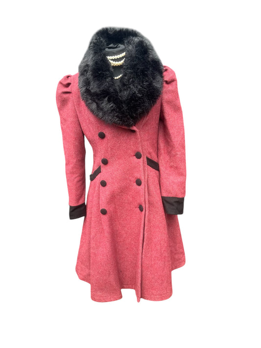 Banned Vintage Double Breasted faux fur collar Long coat UK Size 12