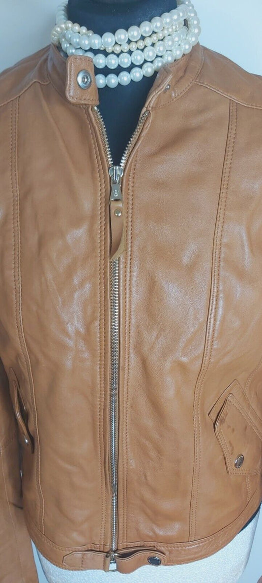MASSIMO DUTTI - REAL LEATHER Jacket Tan Soft Size M