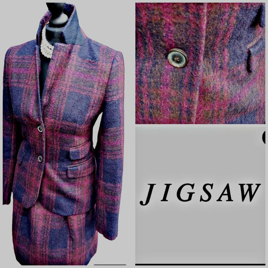 Jigsaw Wool Skirt Jacket Suit UK Size 8