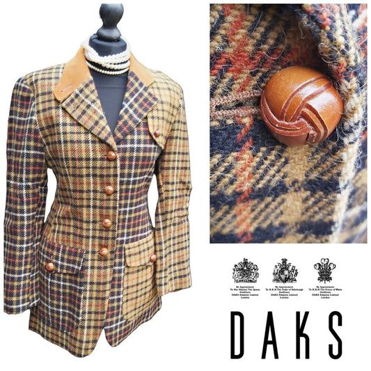 Ladies Limited Edition Daks Wool Mohair Tweed Check Jacket UK SIZE 10